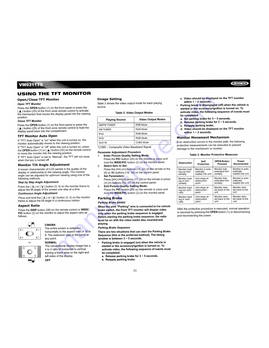 Jensen VM9311TS - DVD Player With LCD Monitor Instruction Manual Download Page 13