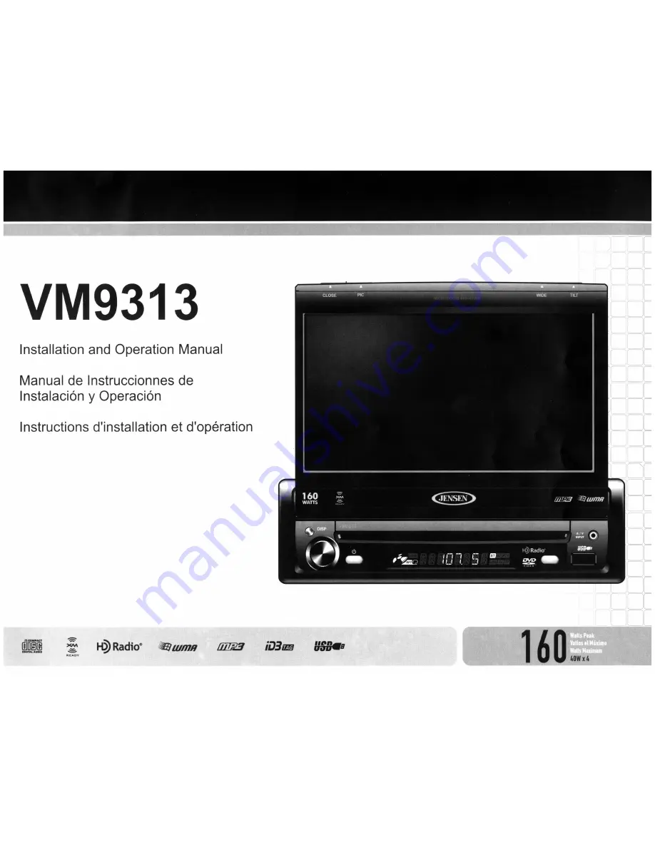 Jensen VM9313 Скачать руководство пользователя страница 1