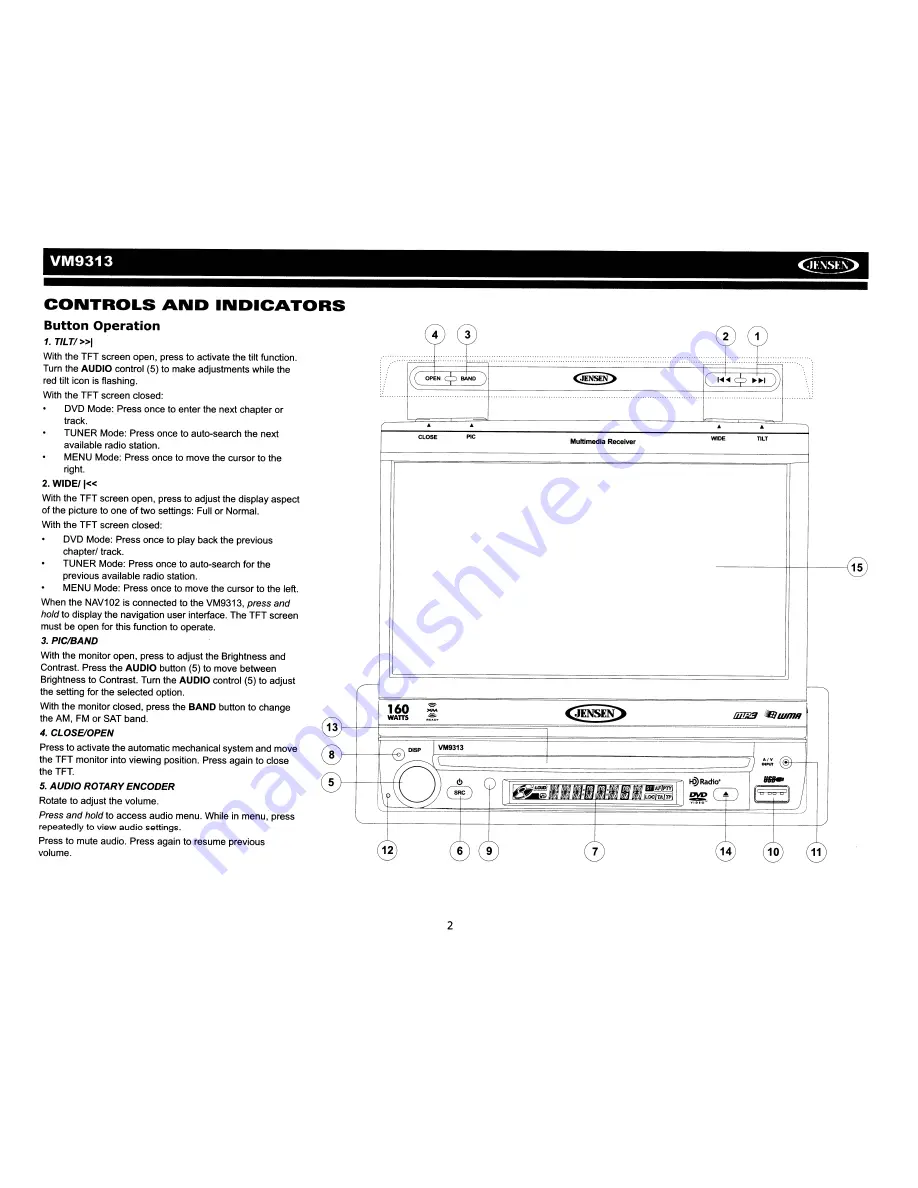 Jensen VM9313 Скачать руководство пользователя страница 4