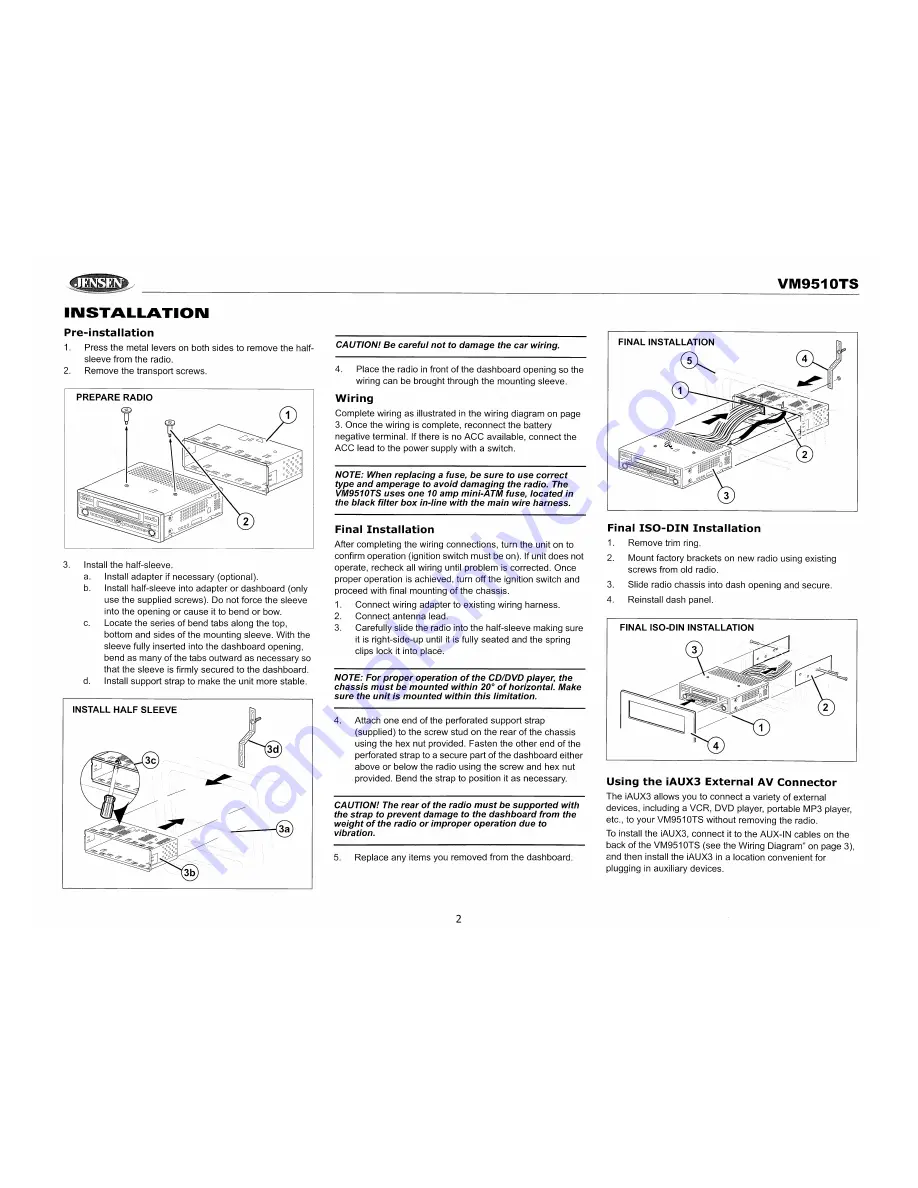 Jensen VM9510TS Скачать руководство пользователя страница 4