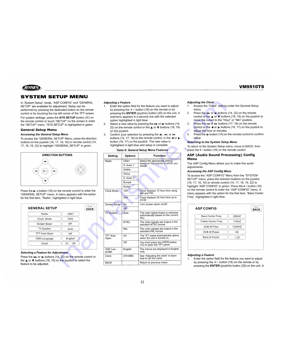 Jensen VM9510TS Operation Manual Download Page 14