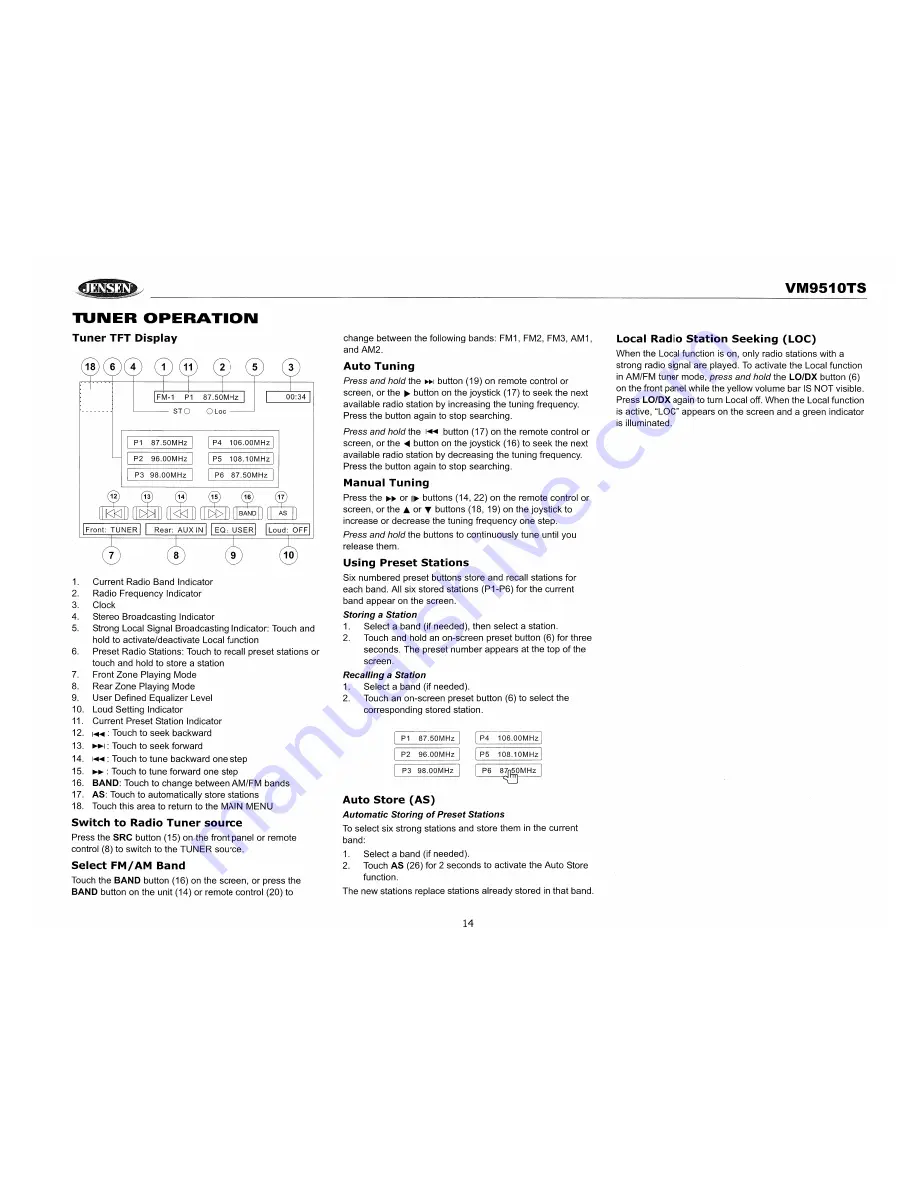 Jensen VM9510TS Скачать руководство пользователя страница 16