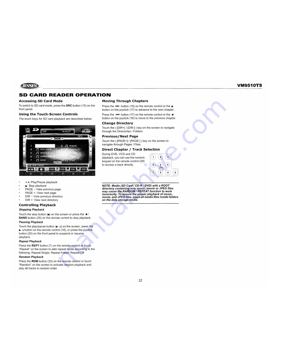 Jensen VM9510TS Operation Manual Download Page 24