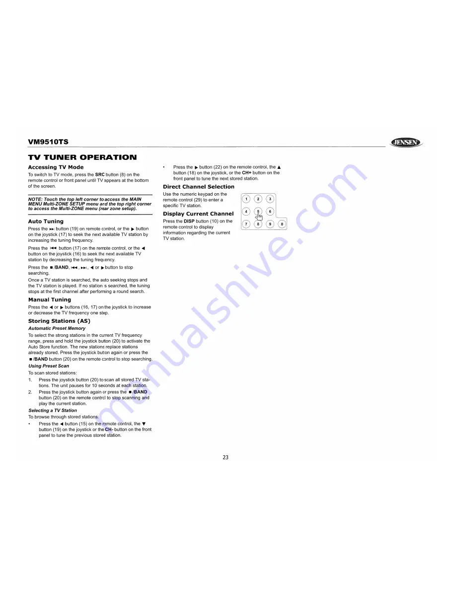 Jensen VM9510TS Operation Manual Download Page 25