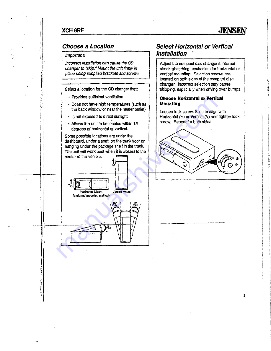 Jensen XCH 6RF Скачать руководство пользователя страница 3