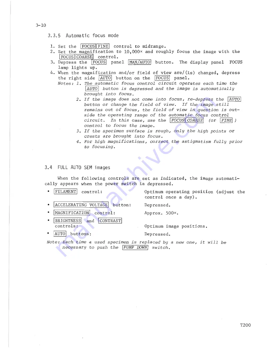 JEOL JSM-T200 Instructions Manual Download Page 30