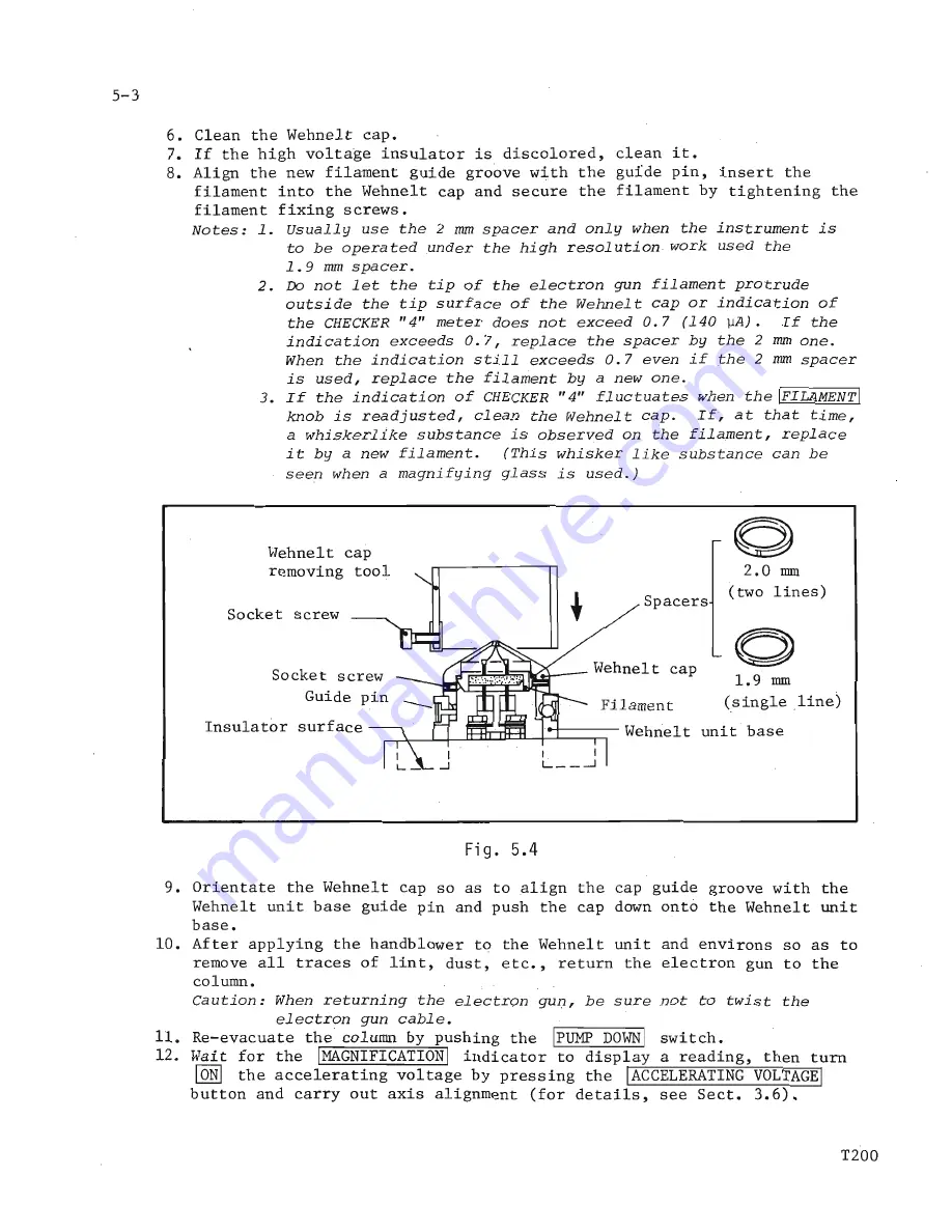 JEOL JSM-T200 Instructions Manual Download Page 46