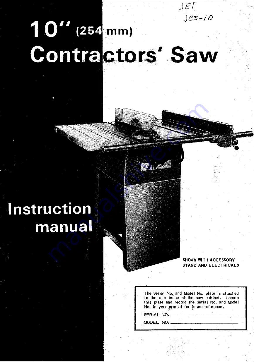 Jet JCS-10 Instruction Manual Download Page 1