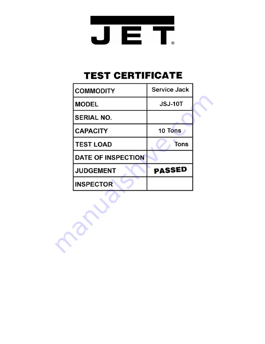 Jet JSJ-10T Operating Instructions And Parts Manual Download Page 16