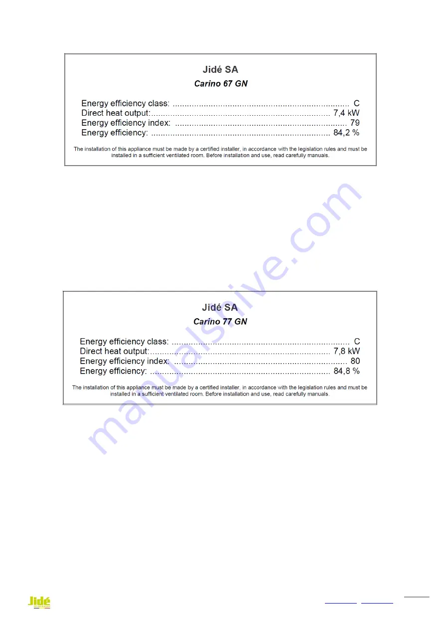 Jide CARINO 67 Manual For Installation, Use And Maintenance Download Page 44