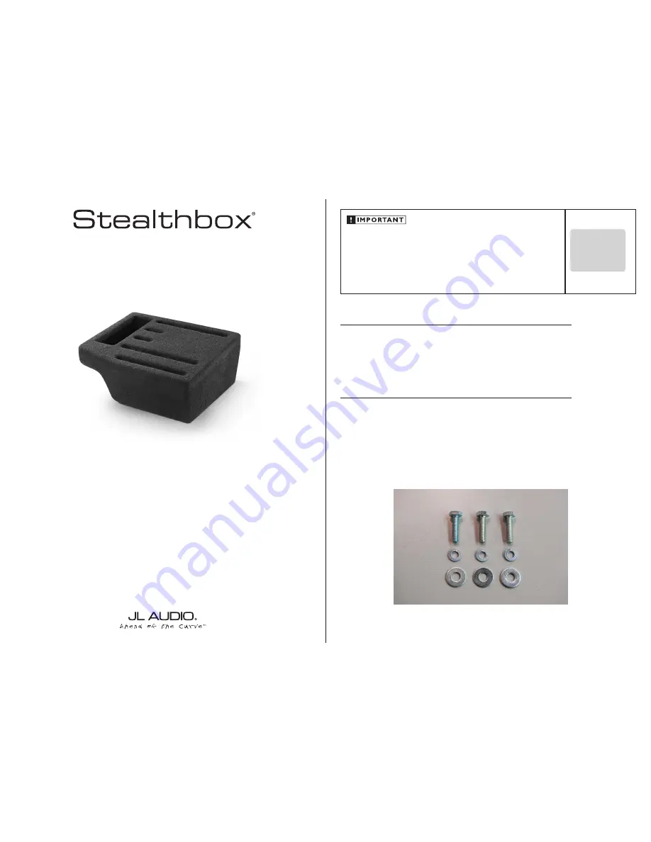 JL Audio Stealthbox SB-H-PLT/10TW3 Скачать руководство пользователя страница 1