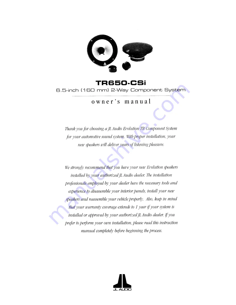 JL Audio TR650-CSi Owner'S Manual Download Page 1