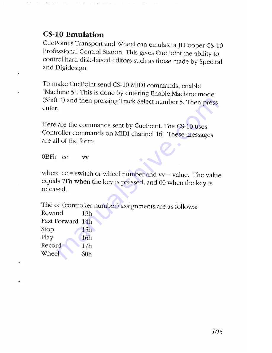 JLCooper Electronics CuePoint Owner'S Manual Download Page 97