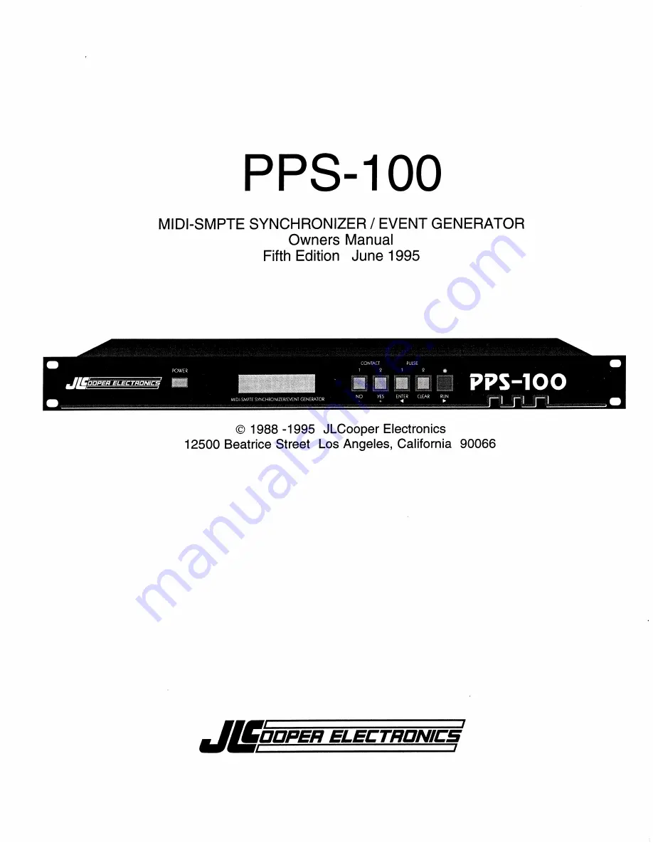 JLCooper Electronics PPS-100 Скачать руководство пользователя страница 1