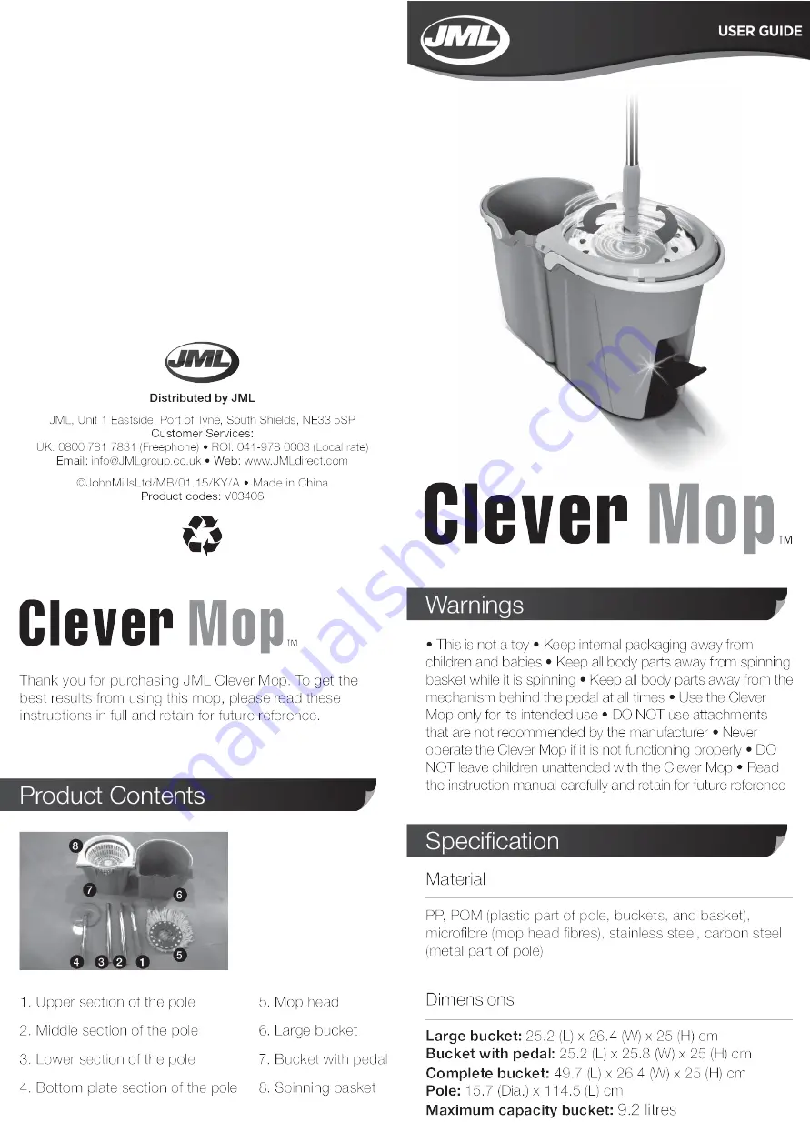 JML Clever Mop User Manual Download Page 1