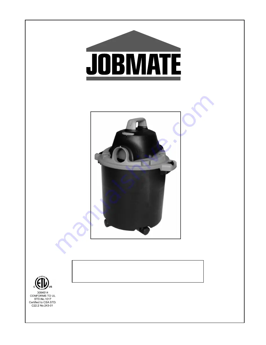 jobmate 54-0011-6 Owner'S Manual Download Page 1