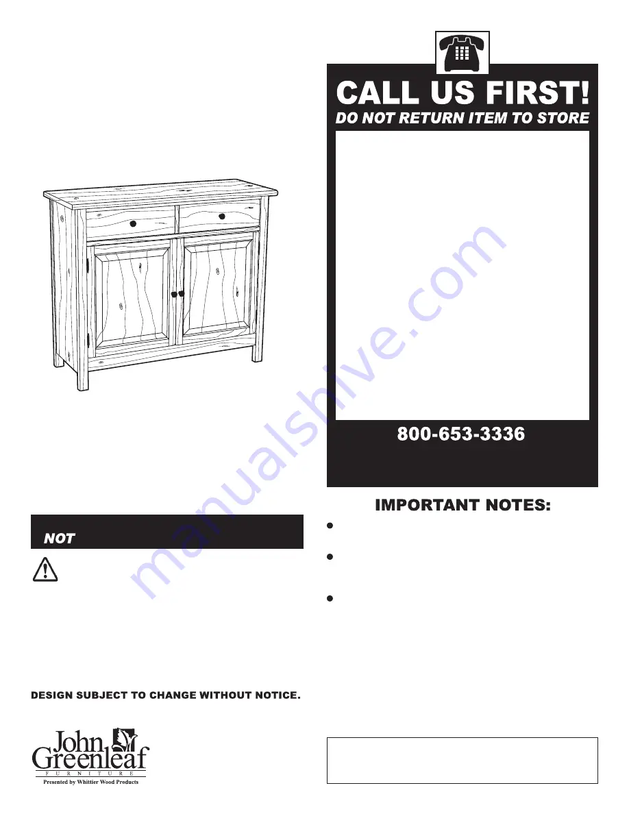 John Greenleaf 384W Assembly Instructions Manual Download Page 1