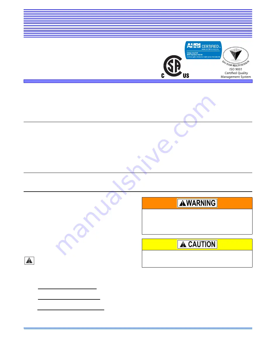 Johnson Controls GHGD Series Installation Manual Download Page 1