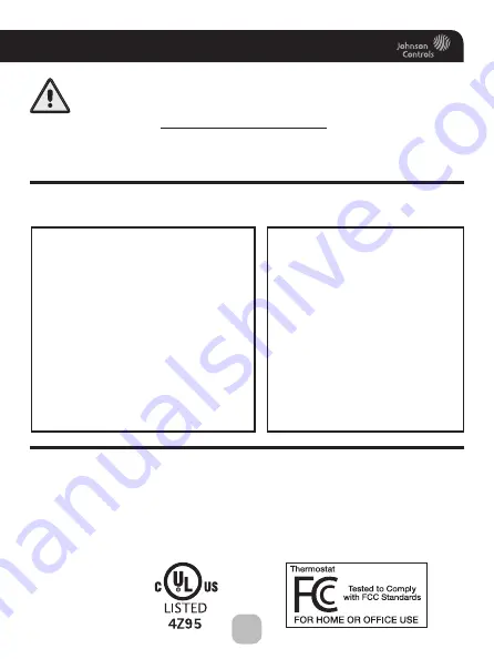 Johnson Controls T8680 Owner'S Manual And Installation Instructions Download Page 2