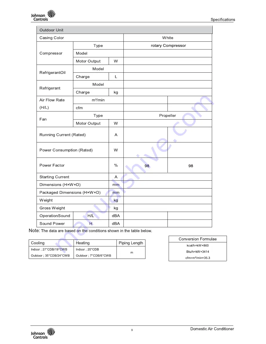 Johnson Controls YJHJXH024BARR-FX Service Manual Download Page 11