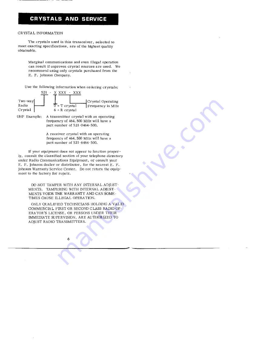 Johnson PPL-6000 Operating Manual Download Page 4