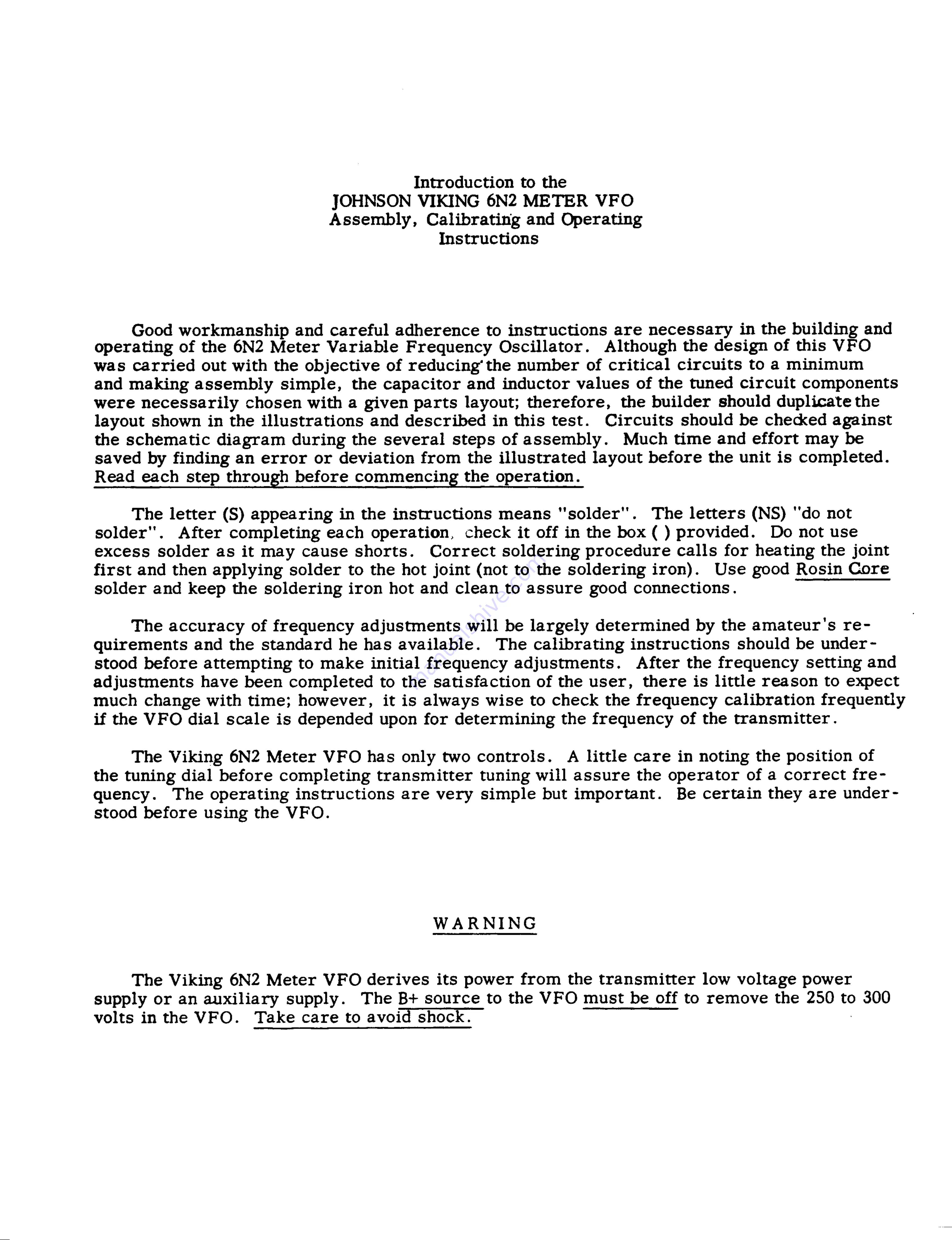 Johnson VIKING 6N2 Assembly And Operating Instructions Manual Download Page 2