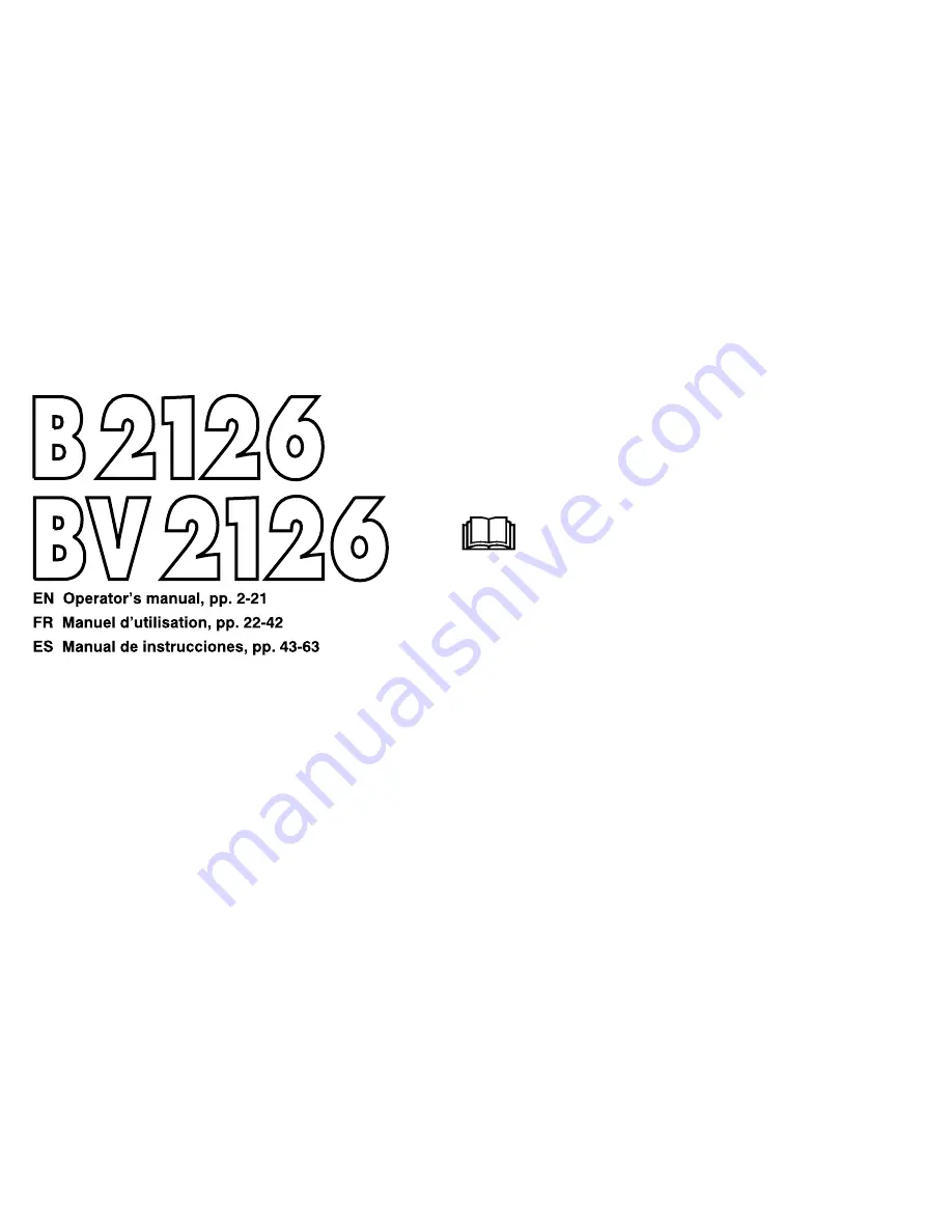 Jonsered B2126 Operator'S Manual Download Page 1