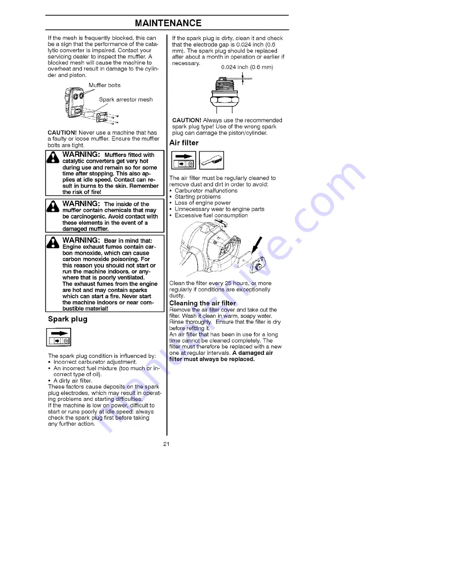 Jonsered BC2126 Operator'S Manual Download Page 21