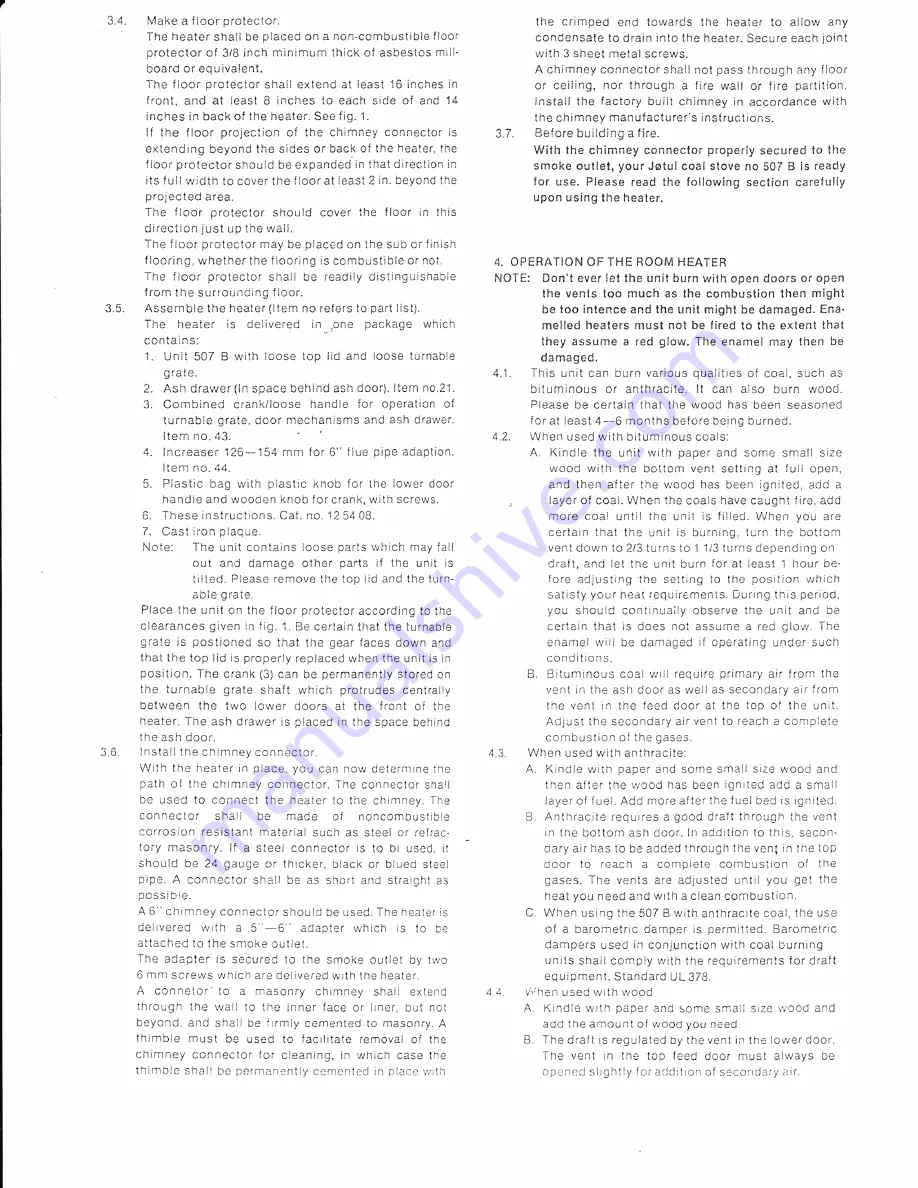 Jøtul 507 B Installation And Operating Instructions Download Page 3