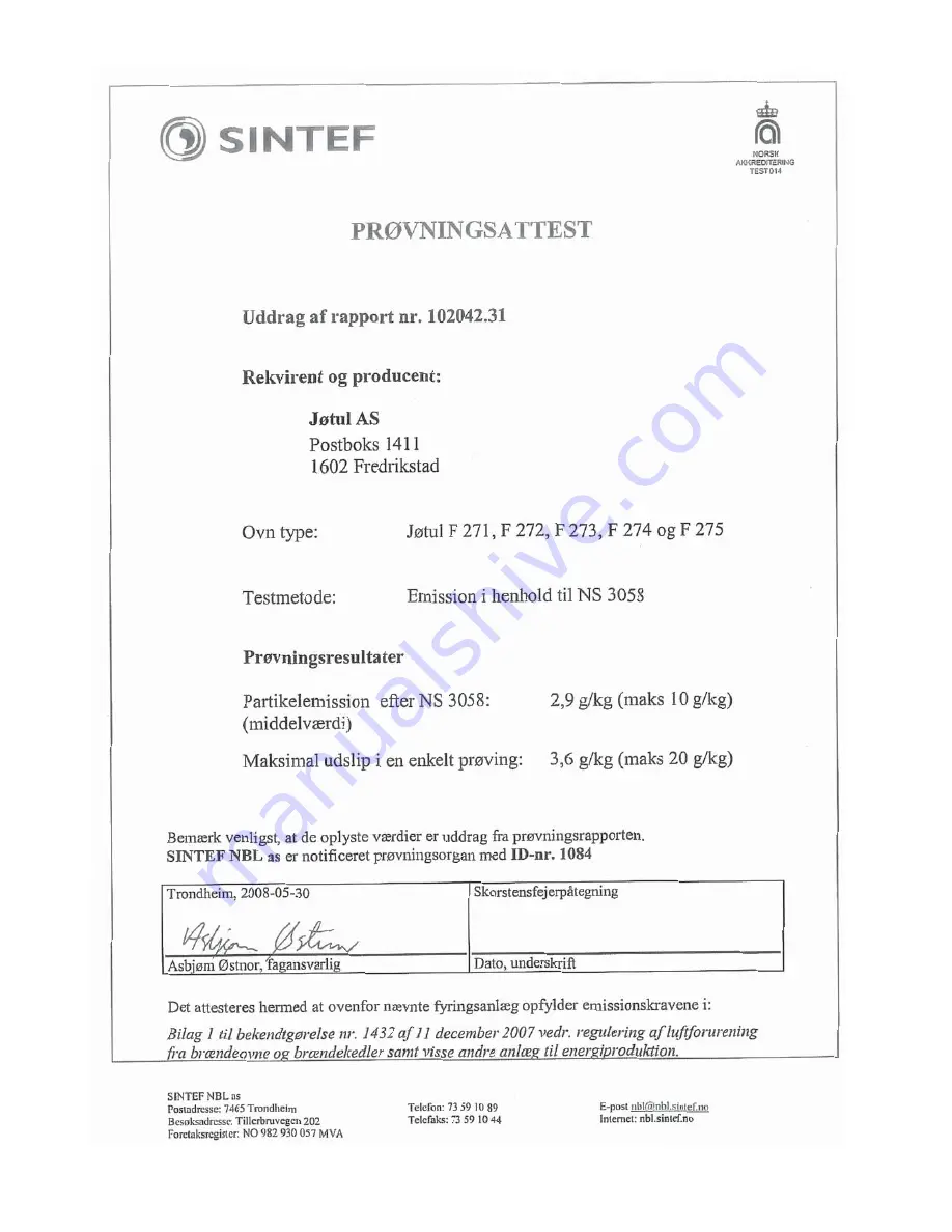 Jøtul F 271 Installation Instructions Manual Download Page 3