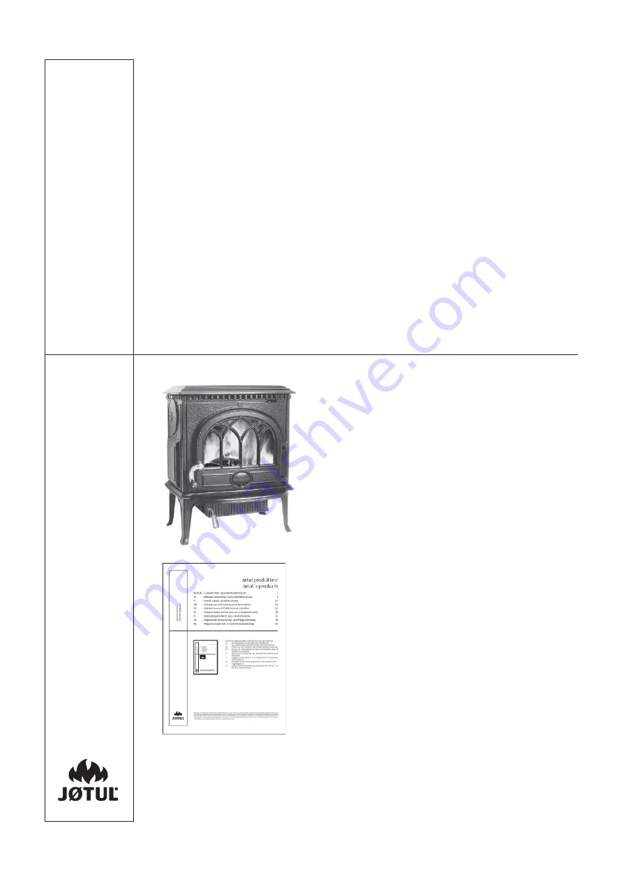 Jøtul F 3 Installation Instructions With Technical Data Download Page 1