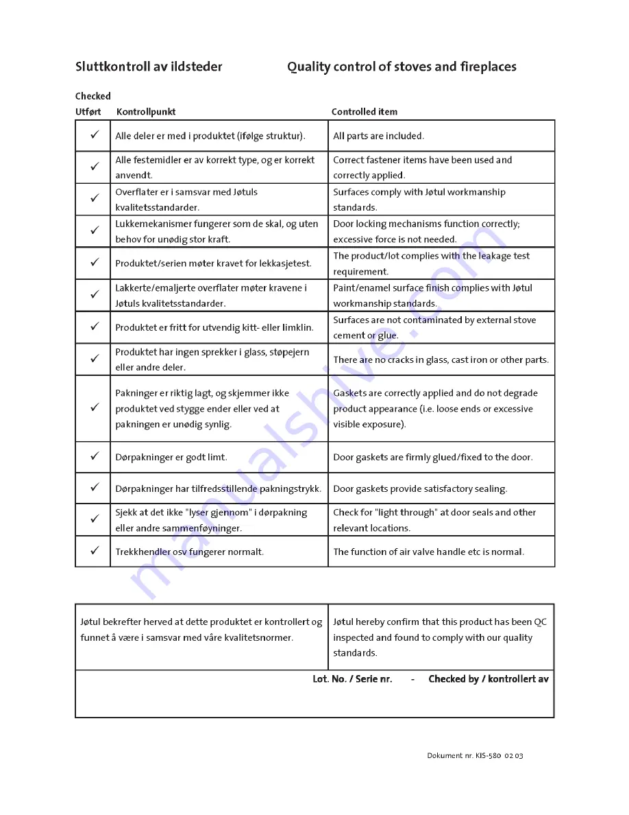 Jøtul F 470 SHD Series Installation And Operation Manual Download Page 107