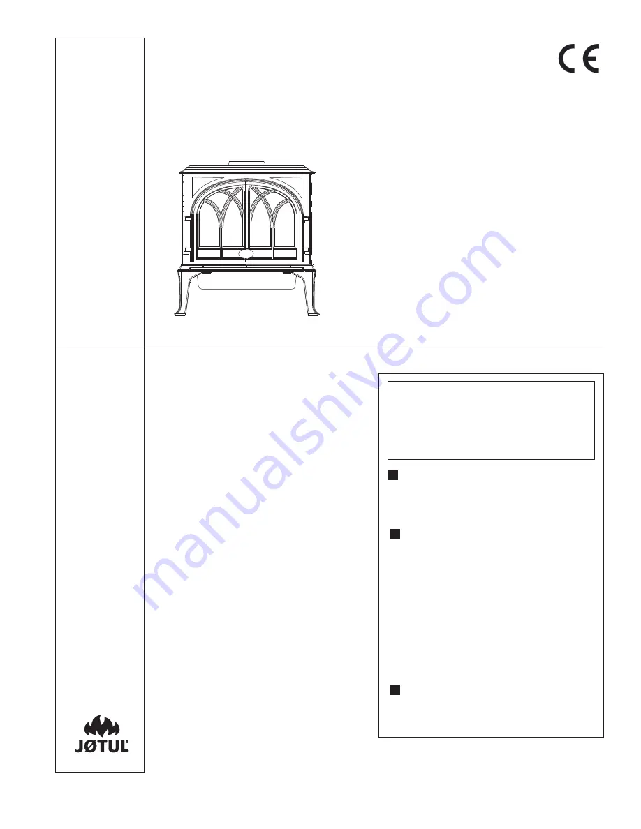 Jøtul GF 400 CF Installation And Operation Instructions Manual Download Page 1