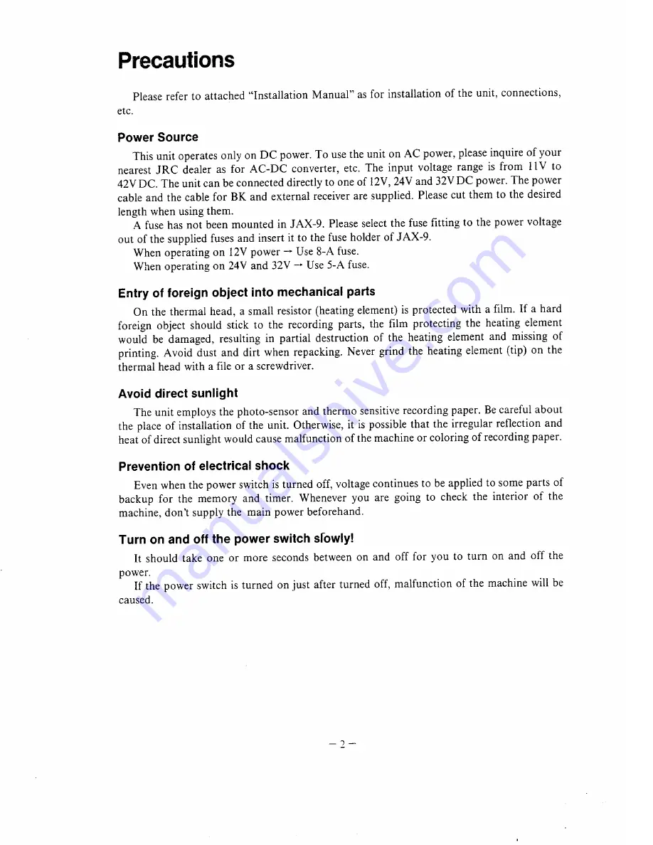 JRC JAX-9 Operation Manual Download Page 4