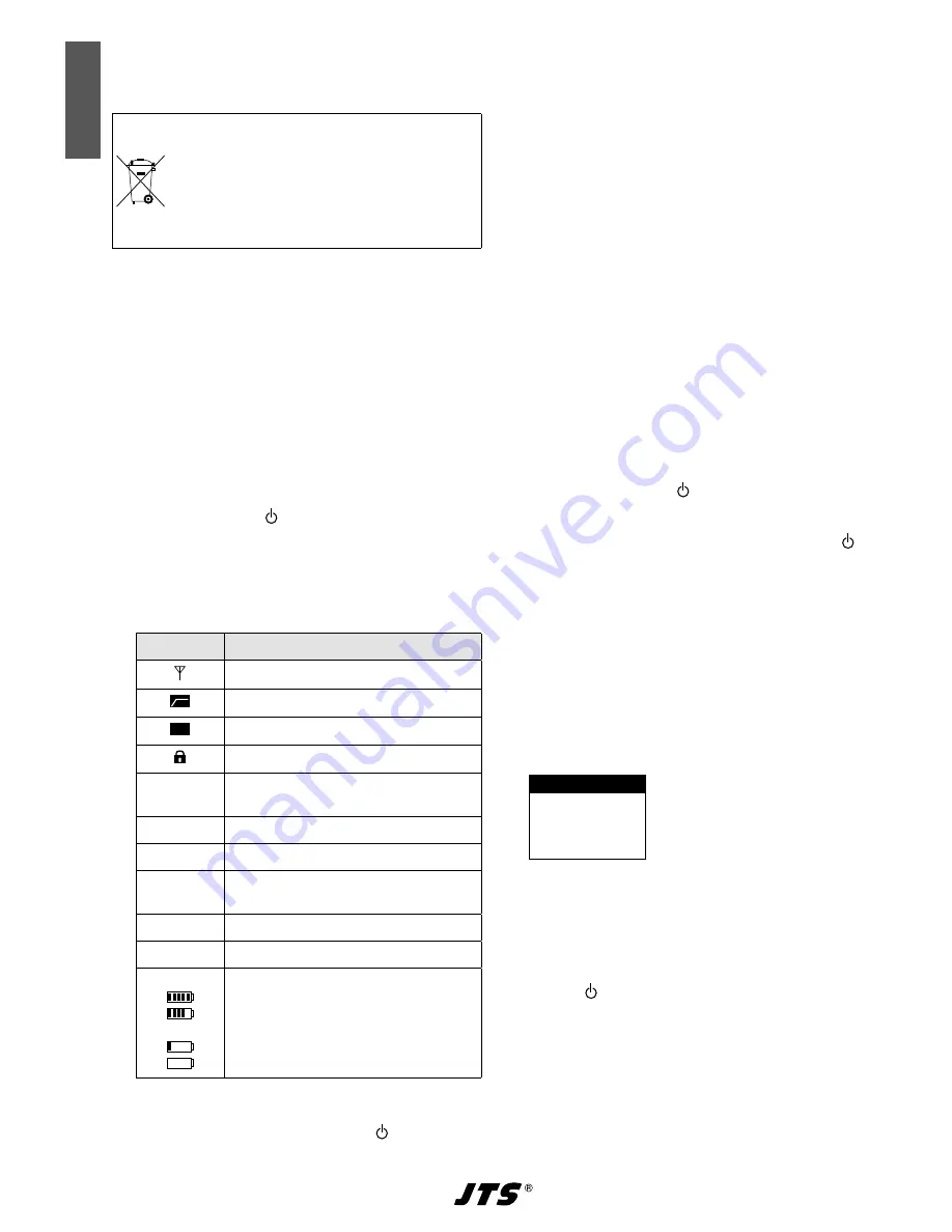 JTS UF-20TB/5 Instruction Manual Download Page 14