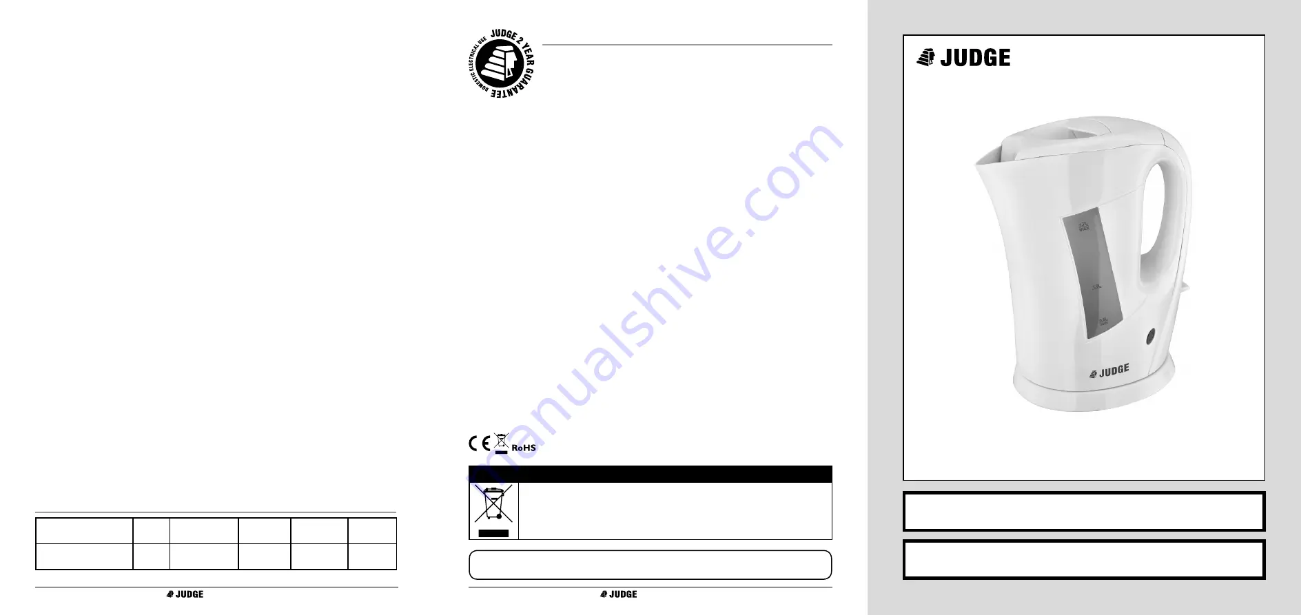 Judge JEA38 Instruction Manual Download Page 1