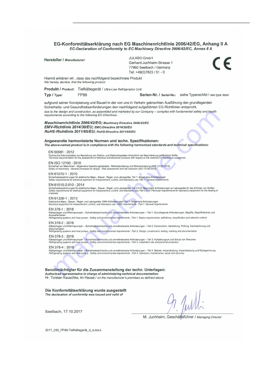 Julabo F81-HL Operating Manual Download Page 11