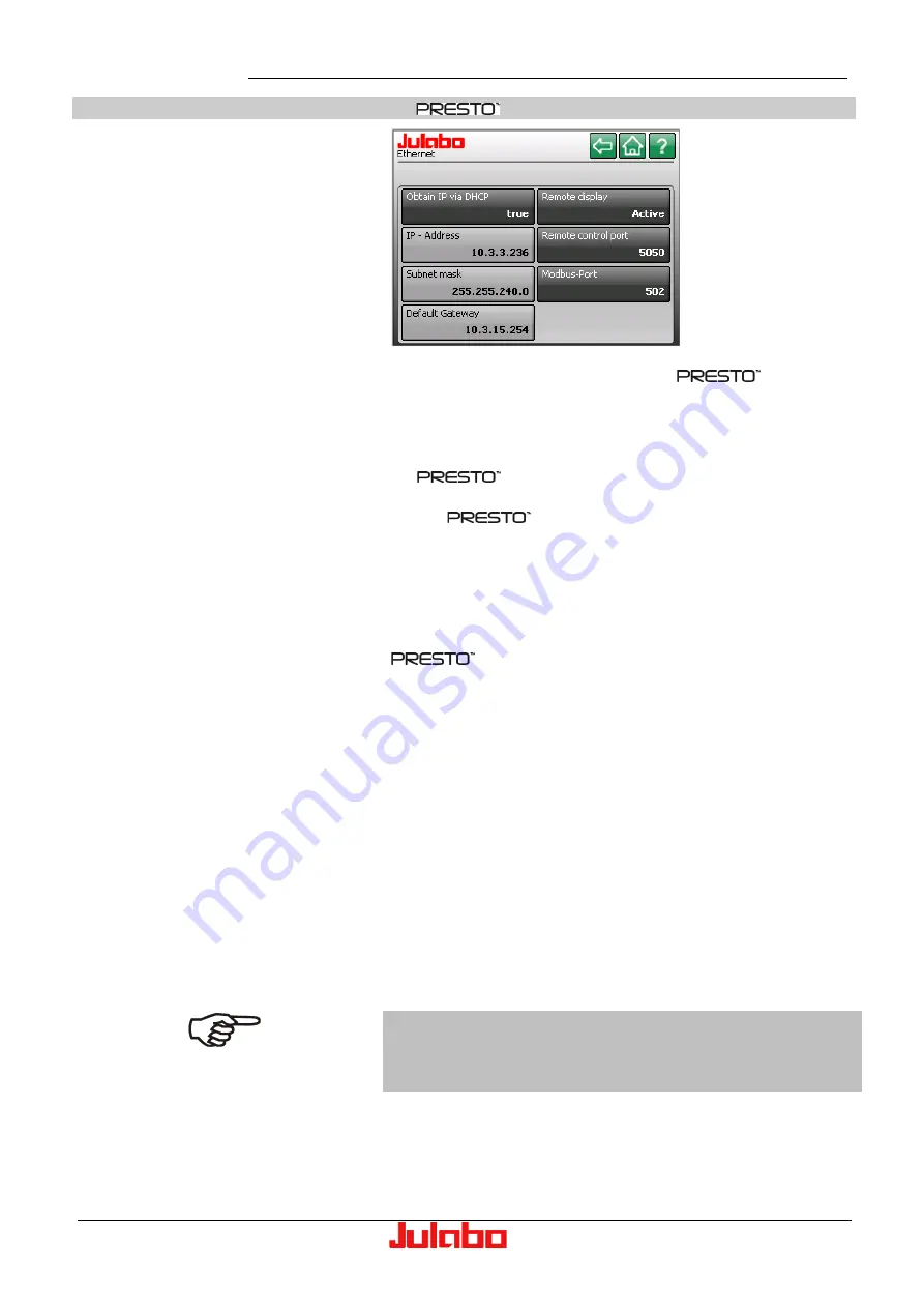 Julabo Presto Series Operating Manual Download Page 63