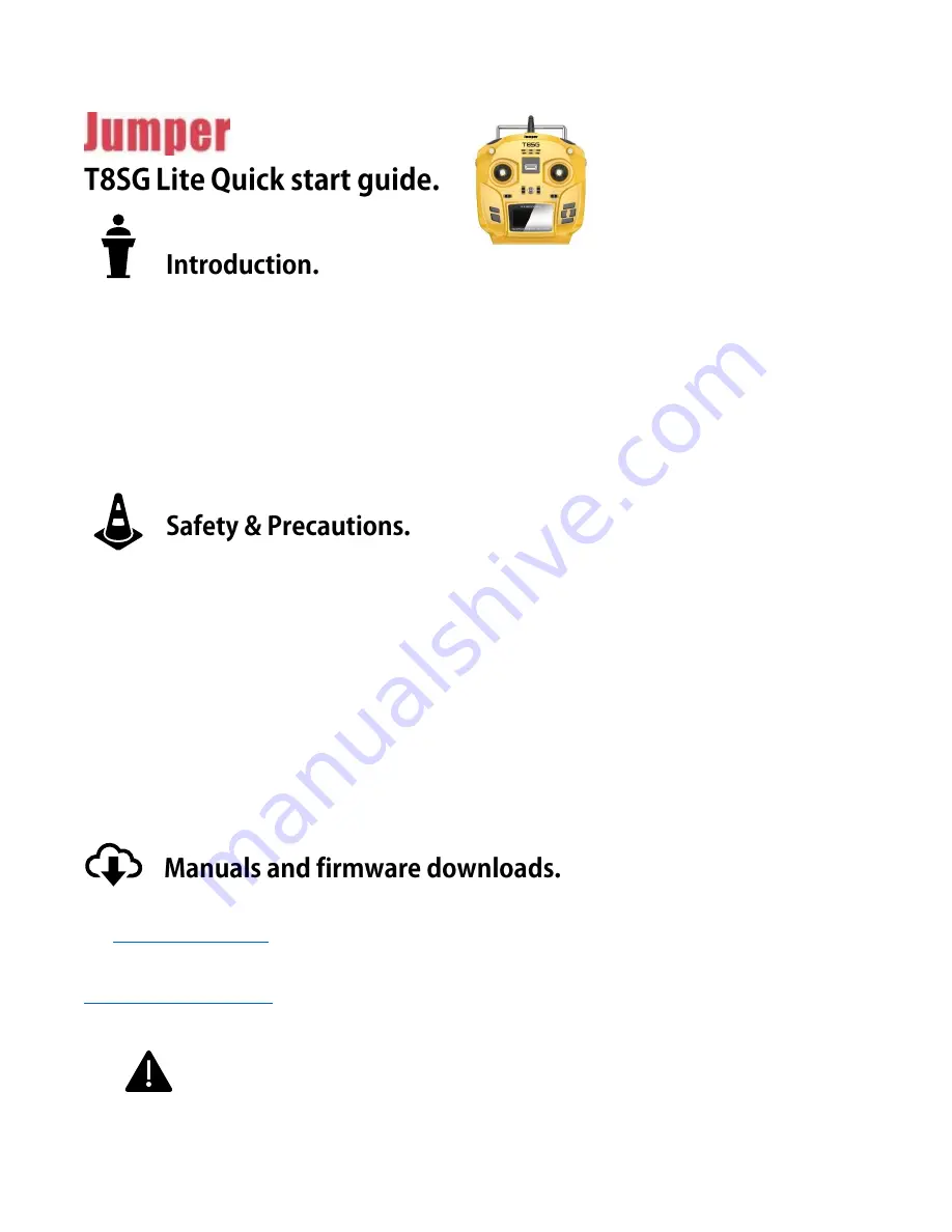 Jumper T8SG Lite Quick Start Manual Download Page 1