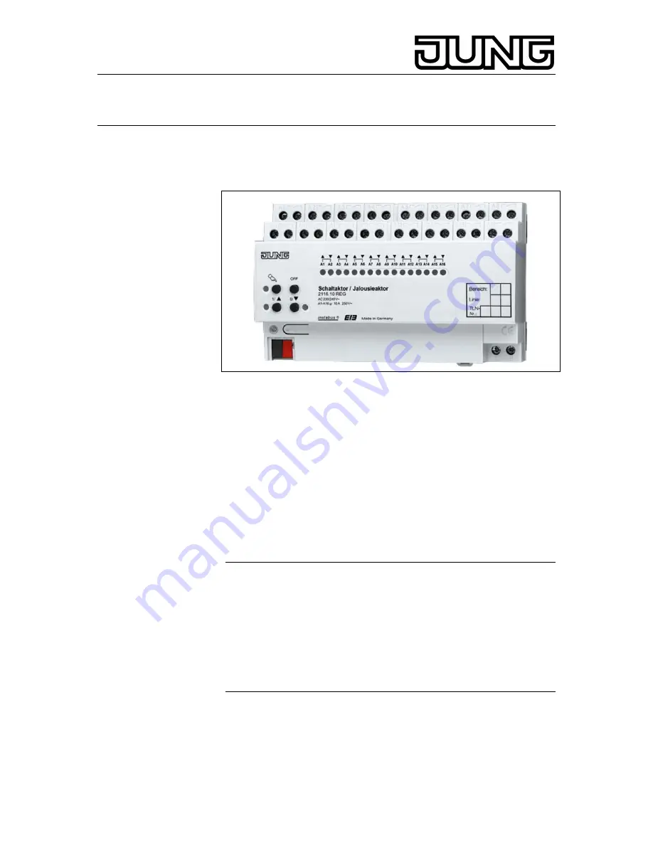 Jung KNX 2116.10 REG Operating Instructions Manual Download Page 1