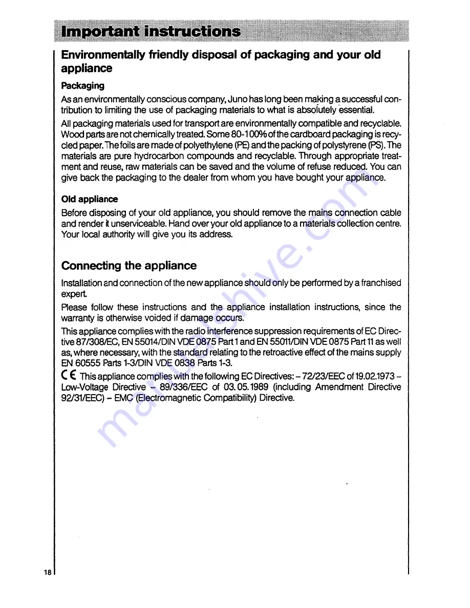 JUNO JEC700 Operating Instructions Manual Download Page 4