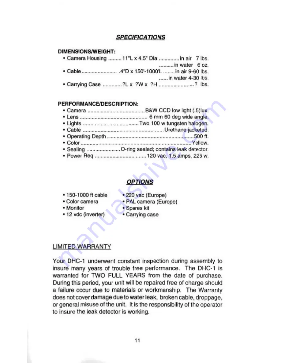 JW Fishers DHC-1 Operation Manual Download Page 12