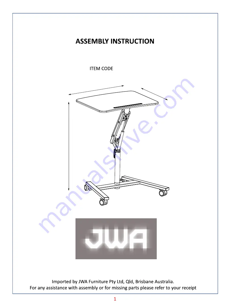 JWA Naxos 70623 Assembly Instruction Manual Download Page 1