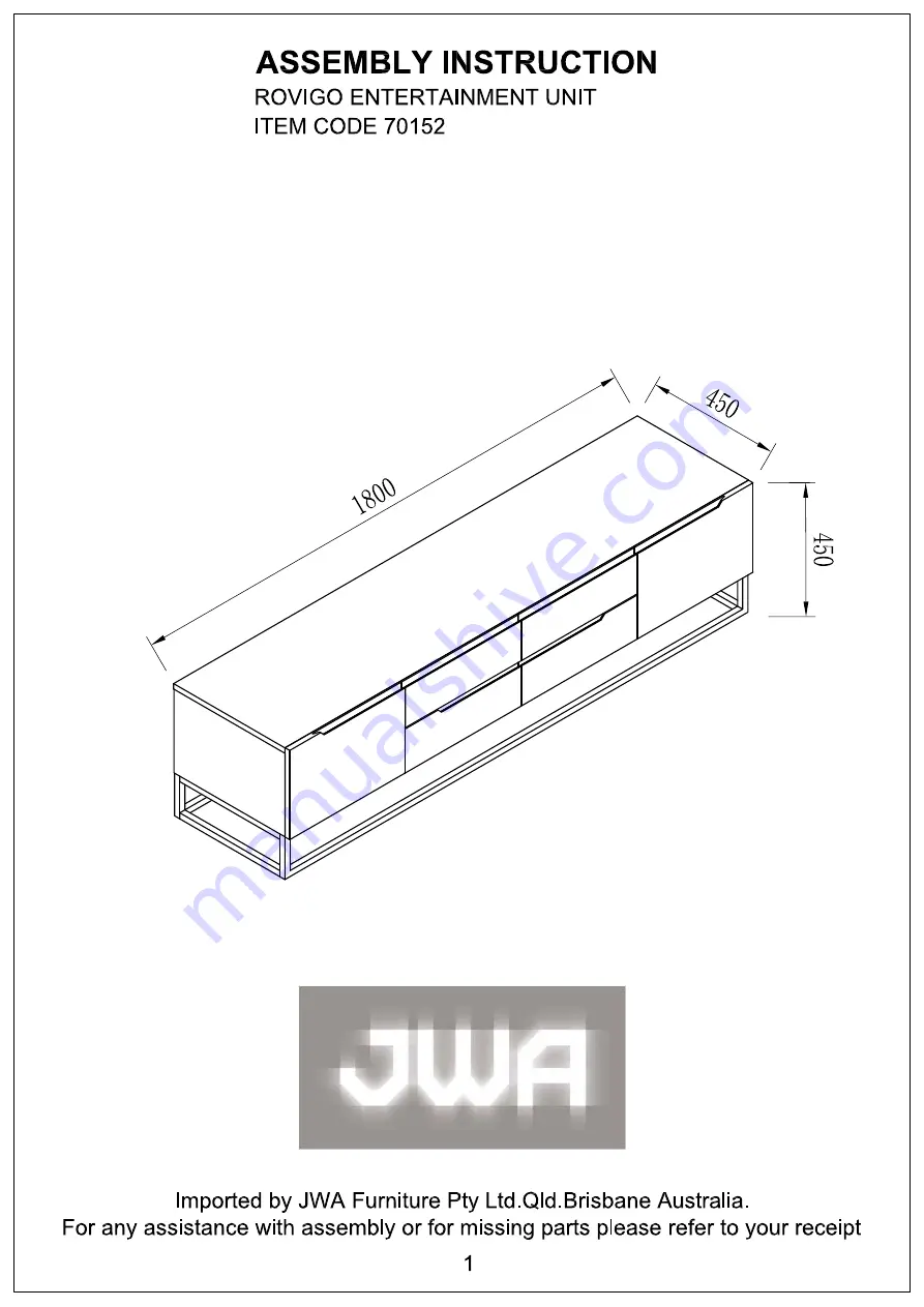 JWA ROVIGO 70152 Скачать руководство пользователя страница 1