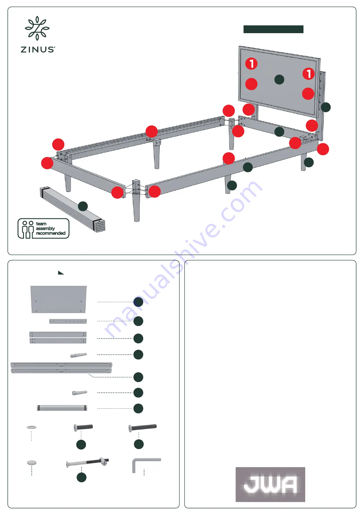 JWA ZINUS Middleton 71419 Quick Start Manual Download Page 1