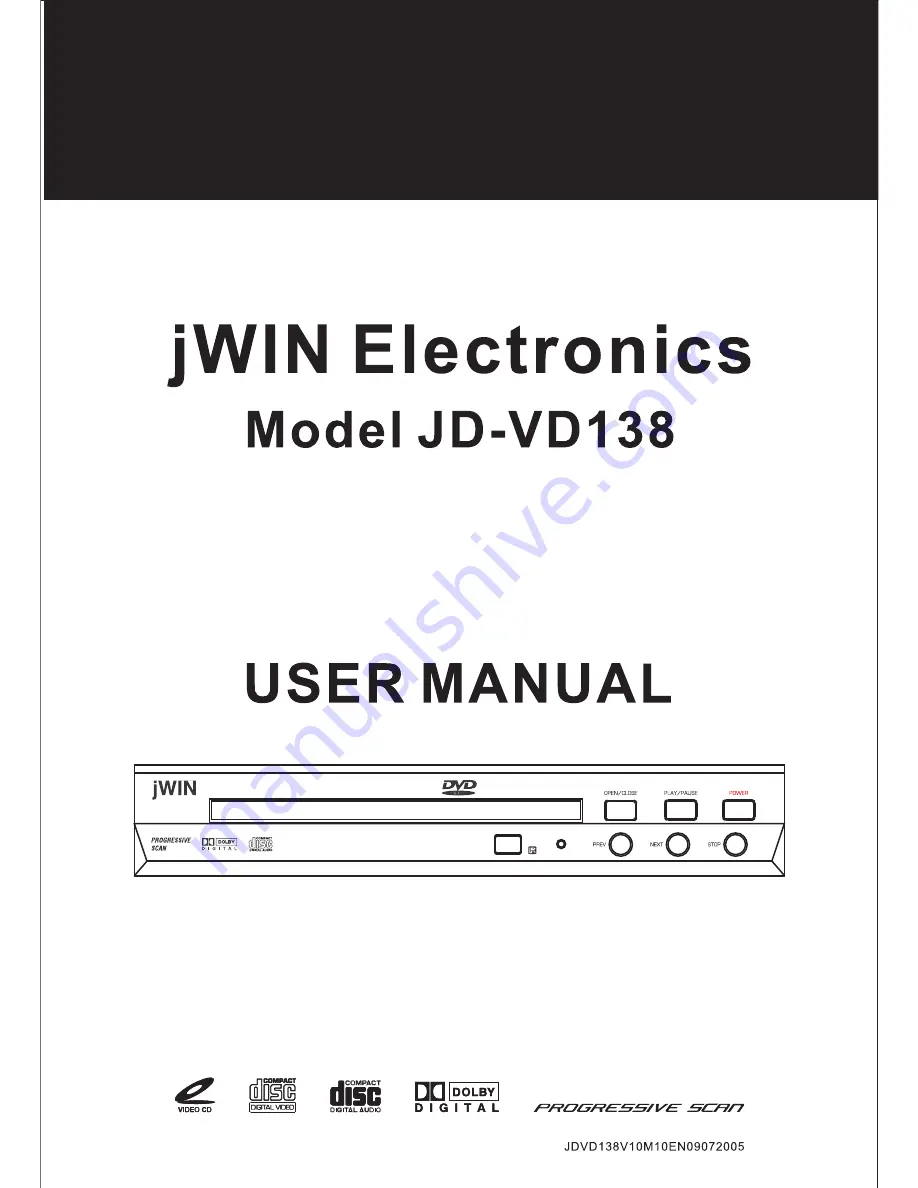 jWIN JD-VD138 Скачать руководство пользователя страница 1