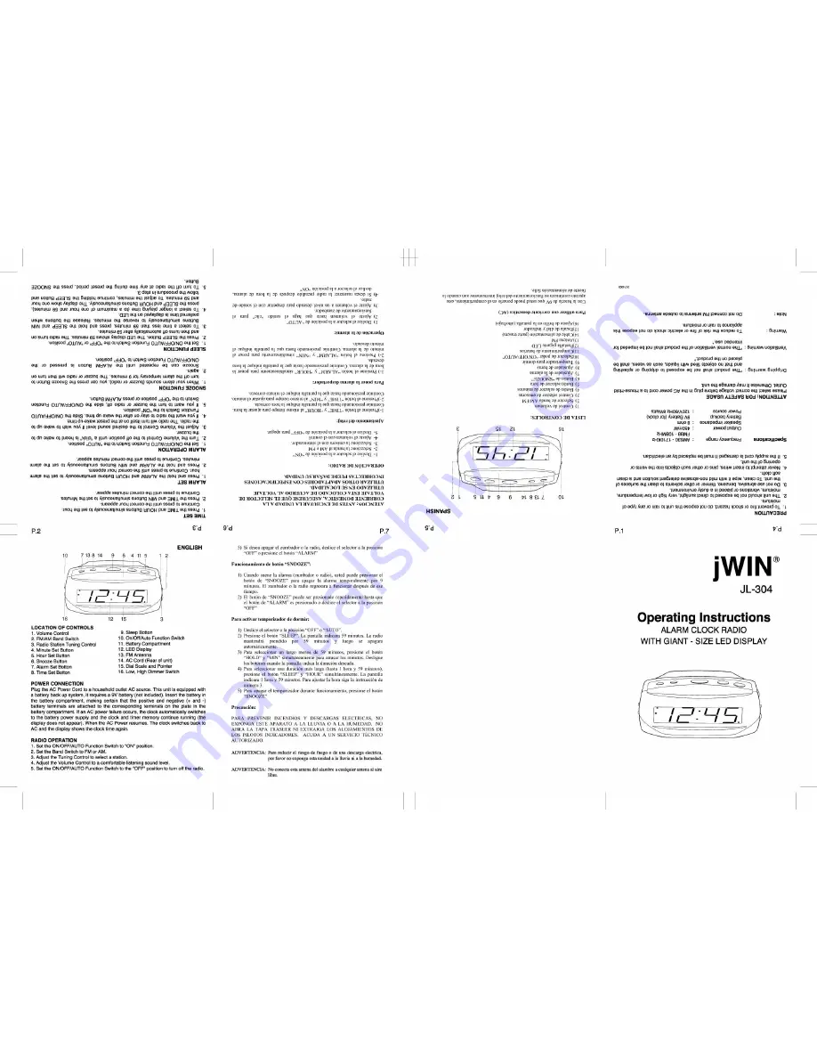 jWIN JL-304 Operating Instructions Download Page 1