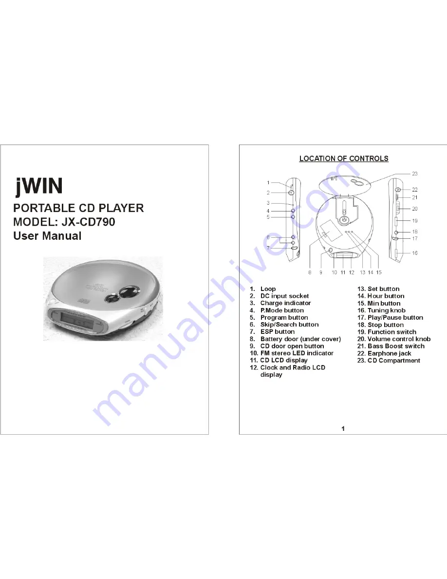 jWIN JX-CD790 Скачать руководство пользователя страница 1