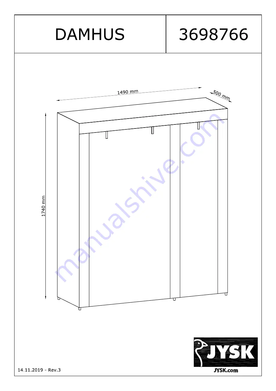 Jysk Damhus 3698766 Manual Download Page 1