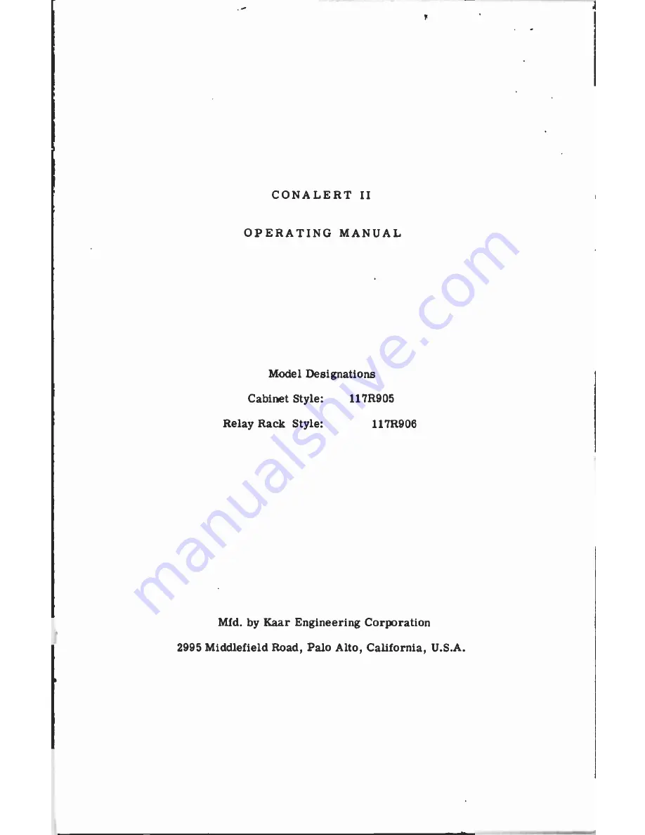 kaar engineering corp CONALERT II Instructions And Operating Manual Download Page 3